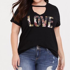Torrid Floral Love Graphic Tee Size 0